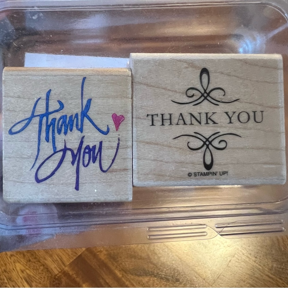 Stampin Up! Elegant Thank You set of  2 Wooden Stamp Set